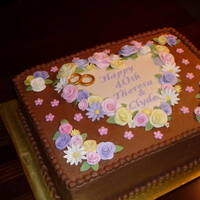 40Th Anniversary Dark chocolate fudge chocolate buttercream gum paste/ fondant flowers.