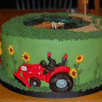 50Th Birthday For a man's 50th birthday party. His daughter ordered a cake of his backyard pond, his tractor and a deer.