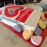 Conversation Hearts Made for a bridal shower that took place near Valentine's Day. the hearts are rice krispie treats and have the bride and grooms names...