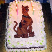 Scooby Doo Fresh cream icing. Scooby pic is buttercream. Scooby looks a bit dodgy...lol