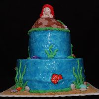 Mermaid Cake Mermaid cake made for my niece's birthday. 6" and 10" cakes covered in buttercream icing. Used tinted piping gel to get the...
