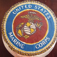 Usmc Cake Cake I made for my dad. White chocolate transfer... my VERY FIRST one. I hurried the blue chocolate and it shows... not too bad for my...