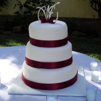 White Fondant With Ribbon white fondant with ribbon. bride provided topper