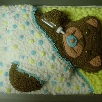 Sleep Tight Little Baby Bear I did this cake for a friend's baby shower. I got the idea from an older Wilton Year Book. It's iced with butter cream icing....