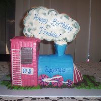 Freddie's Train A Client's son was celebrating his 3rd birthday and he is really into trains. He wanted chocolate chips in the filling, so it was...