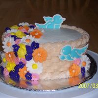 Course 2 Final Course 2 final. Basketweave w/ royal icing flowers & color flow birds. Not too crazy about my colors...mostly the orange didn't...