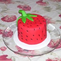 Strawberry Cake This is a practice cake for a birthday cake for a 98 year-old woman. This is a 6" round two layers cake with buttercream and covered...