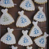 Bridal Shower Cookies NFSC with Satin Ice white fondant with royal icing details. The monogram was created by the bride's mother. Both the bride's &...