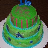 My First Tiered Cake I made this cake for my little sister's 16th birthday party, which had a luau theme. This was my first tiered cake, and I decorated...