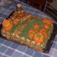 Cake For My Son's Birthday I JUST finished this cake about five minutes ago. This was my first try for a large sheet cake, and I did everything free hand with just my...