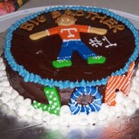 #1 Big Brother This is a cake I made to go along with a baby shower cake. This was for a seven year old boy who was to be a big brother for the first time...