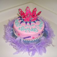 Princess Crown 7-year-old's Princess Party. Fondant crown painted with Luster Dust. Each part was made individually then assembled on the cake. The...