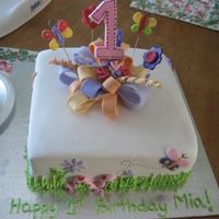 First Birthday Made to match the tablecloth. all fondant accents