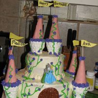 Princess Castle Cake I took this idea from someone on cakecentral. Thanks to everyone for all of your help. This was my first stacked cake. It is not perfect...
