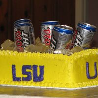 Lsu Ice Chest Cake I made this for the LSU national Championship game. The ice is sugar and cornsyryp melted down in the microwave. Thanks for looking and...