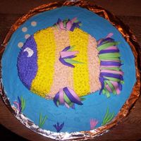 Fish Cake Buttercream cake with fondant accents.