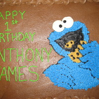 Cookie Monster cookie monster piped on with buttercream