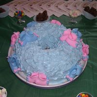 Boy Or A Girl Didn't know what the baby would be so I just put blue and pink shoes this was made from a bunt cake pan very easy to do in no time. I...