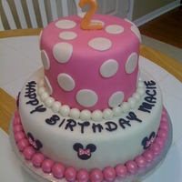 Minnie Mouse Birthday This was a request for a 2 year old's party. All edible MMF on 'death by chocolate' cake. Thanks for taking a look.