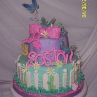 Easton's Butterfly Garden This was made for a friends little girl turning 4. Two tiers 6" and 9" petal cake, 6 layers yellow w/lemon wash, buttercream and...