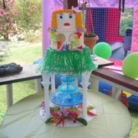 Hula Girl 6"8"10" in butter cream with shells for the bra and a children's grass skirt
