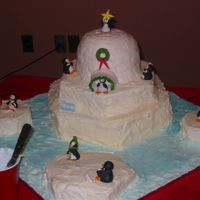 Cake Competition The entire cake was carrot cake. The igloo shapes as a 6 inch cake and the sport ball pan. The water was lightlyt tinted buttercream and...