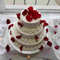 Red Rose Petals Buttercream icing with royal icing roses