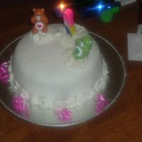 Simple Care Bears Birthday Cake White cake with strawberry filling
