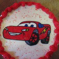 Lightning Mcqueen Car This is my second FBCT to do. Yellow cake with buttercream icing. It took me a while to find this cartoon to trace but I finally found one...