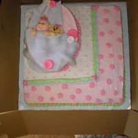 Baby With Teddy Bear The oval cake on top was made to look like a cake the grandmother-to-be had seen in a magazine, then the square cake I made to look like...