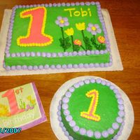 1St Birthday 1st birthday cake to go along with the napkin theme. French Vanilla cake with strawberry filling.