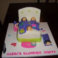 Slumber Party Dark Chocolate Cake with Chocolate Icing. This was so much fun. Really enjoyed doing this.