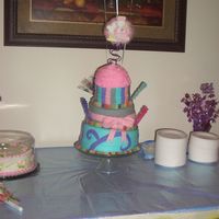 Baby Shower My first baby shower cake, top tier is red velvet with cream cheese filling, middle is chocolate with chocolate filling, and bottom is WASC...