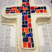 Cross Pic Stained glass chocolate cross with buttercream icing