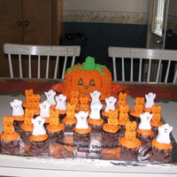 Pumpkin Two Bunt cakes placed on top of each other, BC frosting. Peeps