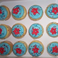 Red And Blue Cupcakes fondant blossom