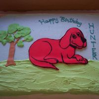 Clifford The Big Red Dog 1/2 sheet with buttercream, fondant accents