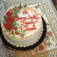 Thank You Cake Raspberry filling, white raspberry cake, and butter icing. The roses are buttercream too. It was for long time friends of my mother-in-law...