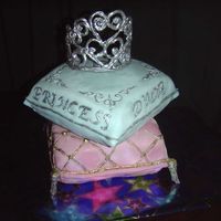 Princess Cake With Tiara Marshmallow fondant with chocolate tiara. Both cakes are lemon ginger pound cakes filled with butttercream.