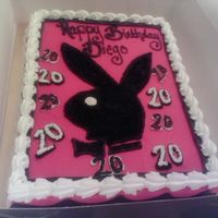 Happy Birthday Playboy! Cake I made for a frat boy birthday party. The fraternity is big on playboy bunnies! all buttercream, playboy bunny is filled in with stars...