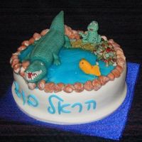 The Alligator And The Frog big chocolate cake to a litlle boy 2 years old