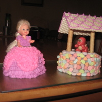 Make A Wish Cake and BC dress with cake and BC well. Pretzel supports and wafer roofing.