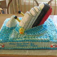 Titanic Of A Birthday Birthday girl loves the Titanic and requested a duck also. Life rings and duck are fondant. Iceburg and Titanic are rice krispies with...