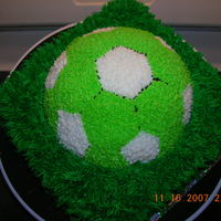 Soccerball soccarball done in the colors of lime green and white for the kickers soccer team