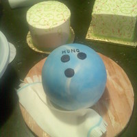 Carved Ball, Bowling Wood Graining Groom's cake. I needed a bowling ball bigger then the wilton ball pan. Its made with 2 soccer ball halves (which gives you a flying...