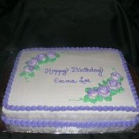 Ladies Birthday Cake Just a simple sheet cake, all buttercream, white roses - I just sprayed the tips with Wilton Color Mist Spray.