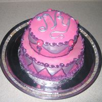 Birthday Cake For 9 Year Old Girl The cake is strawberry, very pink inside, with pink fondant, silver edible paint, purple buttercream. Her name IVY is just fondant rolled...