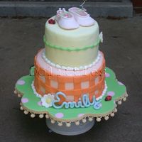 Rachel's Baby Shower Cake This was a baby shower cake I did last weekend. The cake sizes are 6x2 and 8x2 . The base is cover in fondant and has inlaid polka dots ....