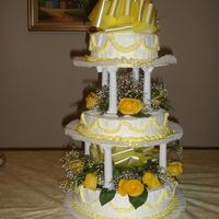 Dsc00002.jpg This cake I made for a 70yrs. Birthday. This is a vanilla cake w/white frosting and orange/yellow decoration w/cream of milk(crema de leche...