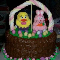Easter Basket My very first cake. The basket weave turned out pretty shocking because the icing was melting as I was piping it on LOL. It was for a cake...